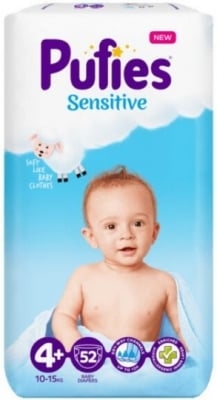 Пелени пуфис pufies sensitive 4+ 9-16 кг /52бр./ maxi pack