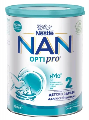 Nestlé® NAN® OPTIPRO® 2 HM-O®, Висококачествено обогатено преходно мляко, след 6-тия месец, 800 гр.