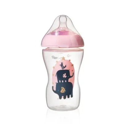 Tommee Tippee Шише за хранене ULTRA 3м+, 340 мл, с декорация РОЗОВО
