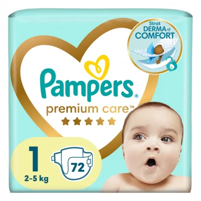 PAMPERS Premium Care VP, пелени, S1 72бр.