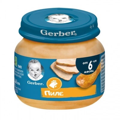 Nestlé GERBER ® Пюре Пиле, от 6-ия месец, бурканче, 80 g 