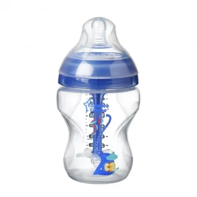 Tommee Tippee Шише за хранене Advanced Anti-Colic 0м+, 260 мл, Синьо с декорация TT.0029