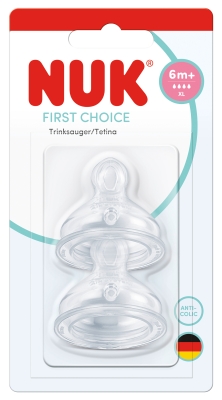 NUK FIRST CHOICE+ биберон храна силикон 2 бр. 6+ мес, р-р XL