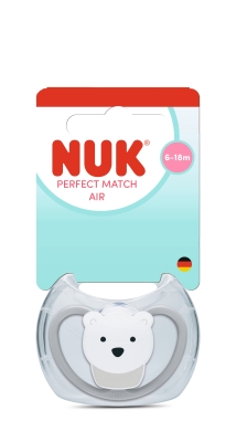 NUK Perfect Match биберон залъгалка, силикон 6-18 мес. 1бр., AIR, Полярна мечка