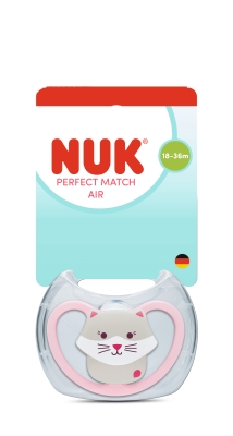 NUK Perfect Match биберон залъгалка, силикон 18+ мес. 1бр., AIR, Коте