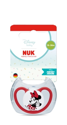 NUK Perfect Match биберон залъгалка, силикон 18+ мес. 1бр., AIR, Мики, червена