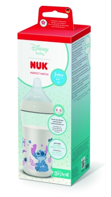 NUK Perfect Match Шише РР 260мл. със силиконов биберон за хранене M, 3+ мес., STITCH