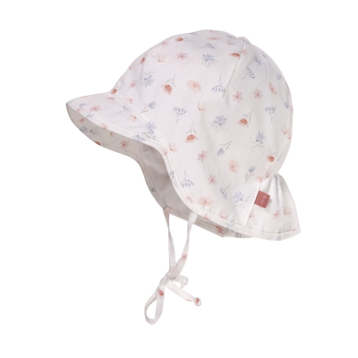 Maximo лятна шапка бяла с розови цветчета, защитна UPF50+