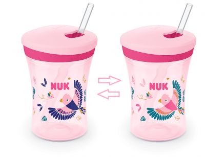 NUK EVOLUTION Action Cup със сламка, 12+мес., Chameleon - Розов
