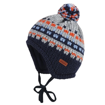 Maximo Зимна шапка, синьо сива с помпон - 49 /18-24мес./