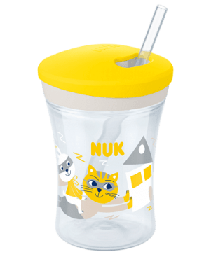 NUK EVOLUTION Action Cup, Чаша 230мл., 12+мес., със сламка Жълта