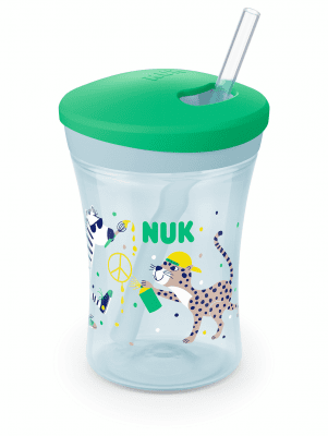 NUK EVOLUTION Action Cup Чаша 230мл. със сламка, 12+ мес., Зелена