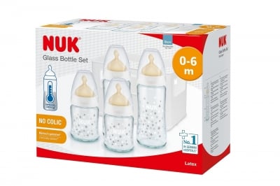 NUK First Choice+ Старт сет Temperature Control каучук - 2х240мл + 2х120мл + кошница