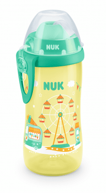 NUK Flexy Cup 300мл, със сламка, 12+ мес. - Жълта