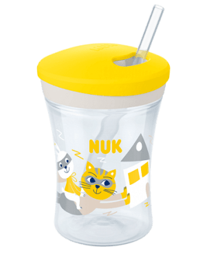 NUK EVOLUTION Action Cup, 12+, 230 мл. със сламка Жълта