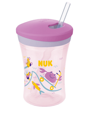 NUK EVOLUTION Action Cup 230мл. със сламка, 12+ мес. Girl