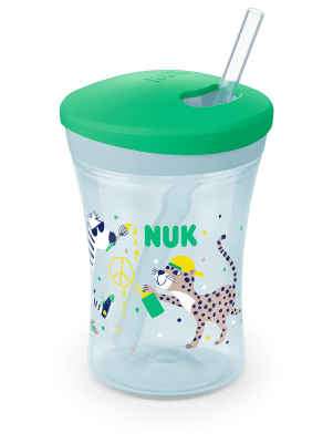 NUK EVOLUTION Action Cup 230мл. със сламка, 12+ мес.Green