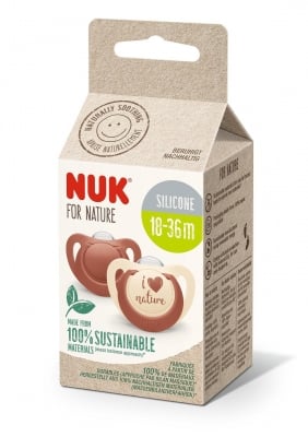 NUK for NATURE биберон залъгалка силикон 18-36 мес. 2бр. Червен