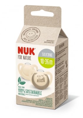 NUK for NATURE биберон залъгалка силикон 18-36 мес. 2бр. Крем