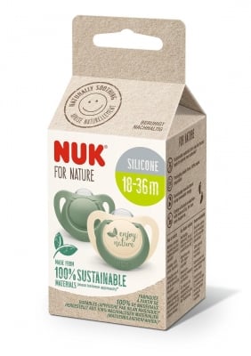 NUK for NATURE биберон залъгалка силикон 18-36 мес. 2бр. Зелена