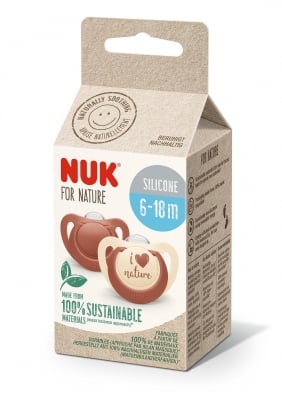 NUK for NATURE биберон залъгалка силикон 6-18 мес. 2бр. Червена