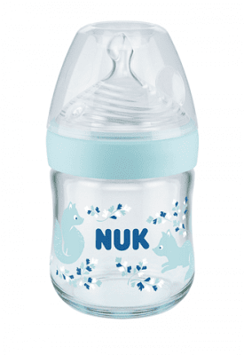 NUK NATURE SENSE Temperature Control Шише стъклено 120мл силиконов биберон 0+м S, softer