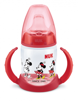 NUK First Choice РР шише Temperature Control 150мл със силиконов накрайник за сок Mickey red