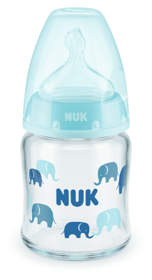 NUK First Choice стъклено шише Temperature Control 120мл. със силиконов биберон за хранене 0-6мес.