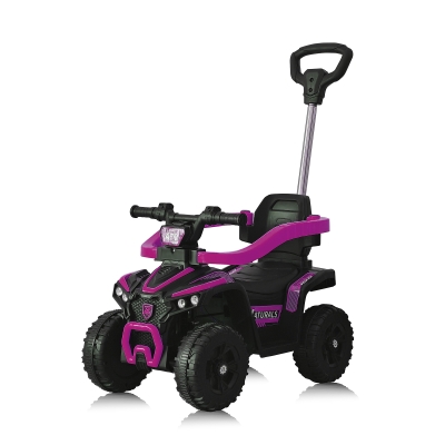 Количка за яздене с дръжка "ATV" розова