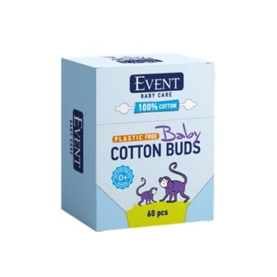 Event Cotton Buds Baby Plastic Free Клечки за уши 60 бр