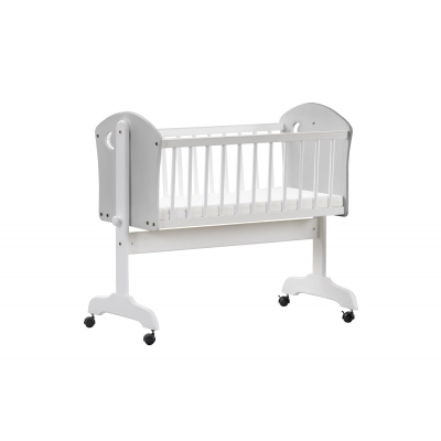 Дървена кошара/люлка с матрак, функция за заключване, луна 90X40 MOON