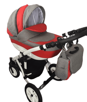 Gusio-Бебешка количка 3в1 Florencja цвят:сиво и червено