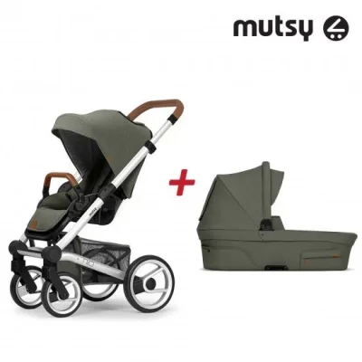 Пакет Шаси Mutsy Nio Standard + Кош за новородено и Седалка със сенник Mutsy Nio Adventure Sea Green