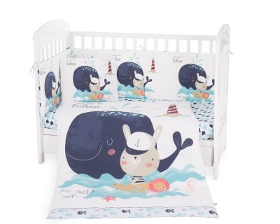 Бебешки спален комплект 6 части 70/140 Happy Sailor