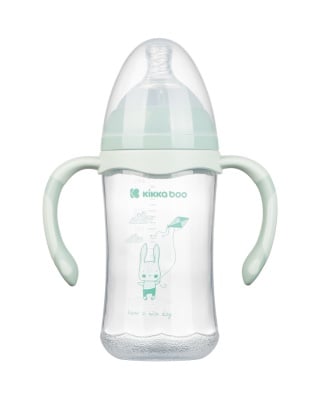 Шише с широко гърло и антиколик биберон 260мл Mint Rabbit