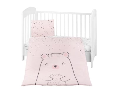 Бебешки спален комплект 5 части Bear with me Pink