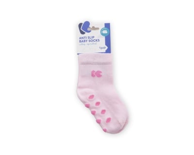 Бебешки памучни чорапи с релефно стъпало LIGHT PINK 0-6 месеца