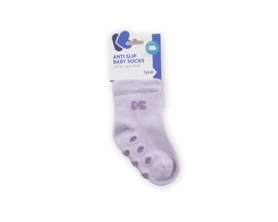 Бебешки памучни чорапи с релефно стъпало PURPLE 1-2 години
