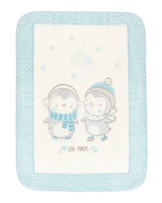 Супер меко бебешко одеяло Love Pingus 80/110 см синьо