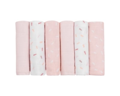 Комплект 6бр муселинови кърпички 30х30 см Confetti Pink