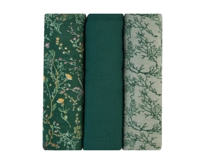 Комплект 3 бр муселинови пелени 100х100 см Secret Garden Green