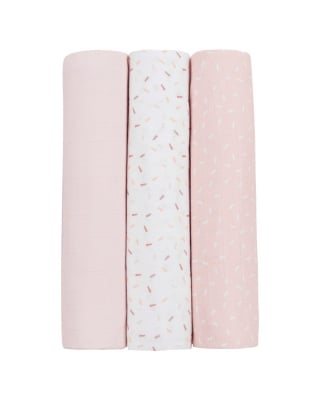 Комплект 3бр муселинови пелени 100х100 см Confetti Pink