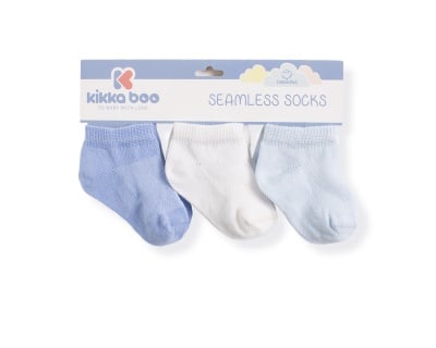 Бебешки памучни чорапи терлички SOLID BLUE 6-12 месеца