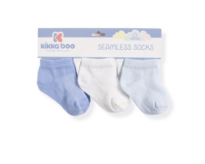 Бебешки памучни чорапи терлички SOLID BLUE 1-2 години