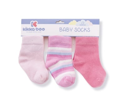 Бебешки памучни чорапи STRIPES PINK 6-12 месеца