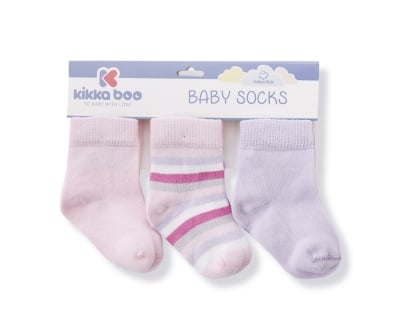 Бебешки памучни чорапи STRIPES PURPLE 1-2 години