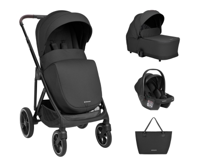 Комбинирана количка 3в1 с кош за новородено Chiara Black