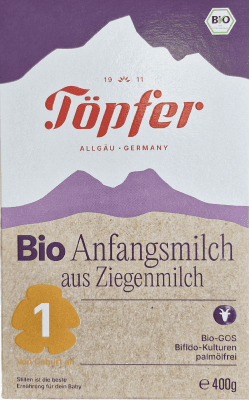 Био козе мляко за кърмачета Töpfer Lactana 1, 400 g