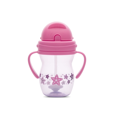 ЧАША С ДРЪЖКИ И СЛАМКА PINK/PURPLE с тежест