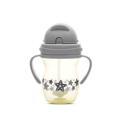 ЧАША С ДРЪЖКИ И СЛАМКА GREY/YELLOW с тежест